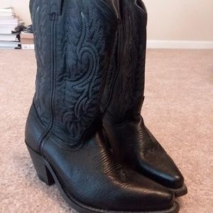 Black Leather Cowgirl Boots